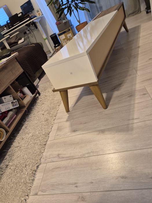 Comoda TV alb+lemn - stil scandinav