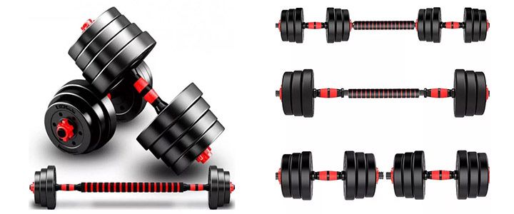 Комплект дъмбели с лост прав и крив 30 кг - Най-добра цена Премиум