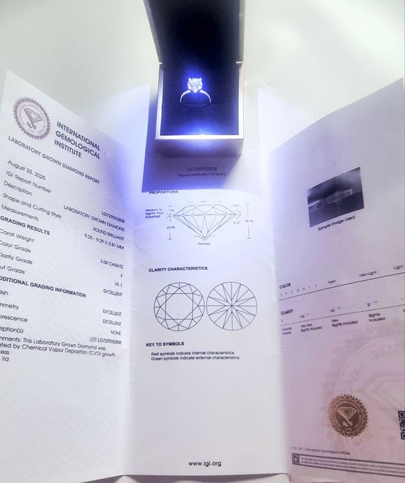 Inel diamant ,design elegant  3,36Ct,aur alb,Round Brilliant