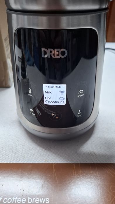 DREO BaristaMaker разпенител за мляко, всичко в 1, 800 мл, 6 вида мляко, неръждаема стомана, 600W