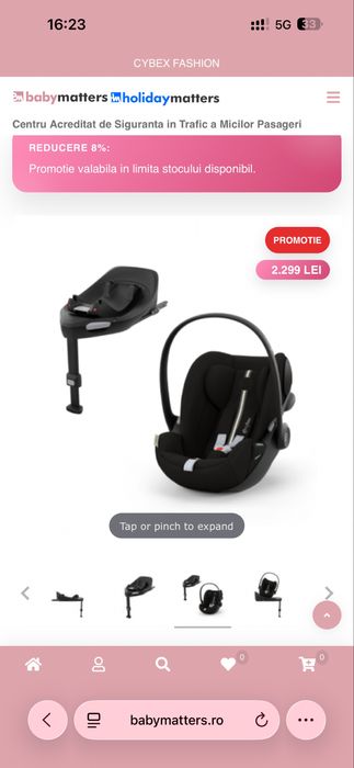 Scoica auto pentru copii Cybex Gold Cloud G i-Size Plus + Baza G, Moon Black