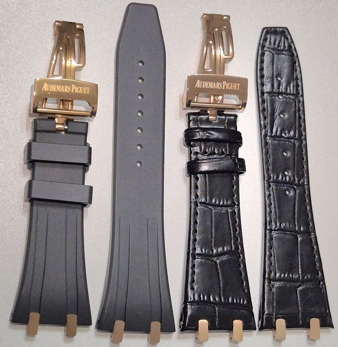 curea ceas Audemars Piguet premium neagra din piele si silicon complet