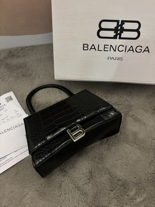 Geantă/Poșeta Balenciaga Hourglass Crocco 23x15x8cm