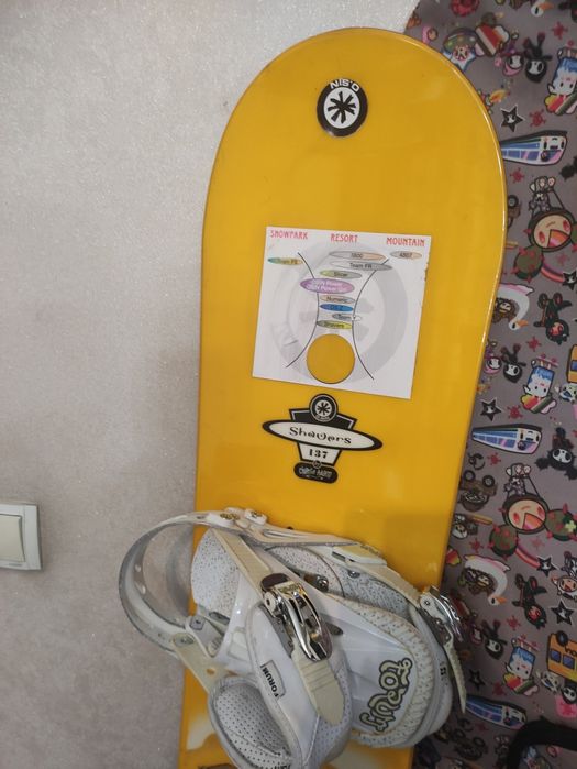 Сноуборд с чехлом, креплениями,ботинки ботинки