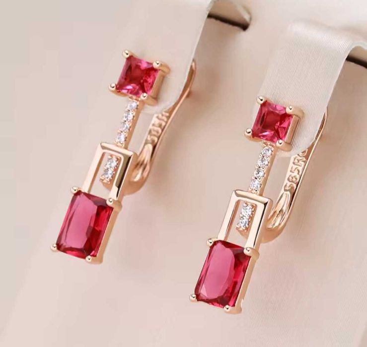 GR5, inel placat aur 14k, model logodna, zirconiu alb/rosu, deosebit