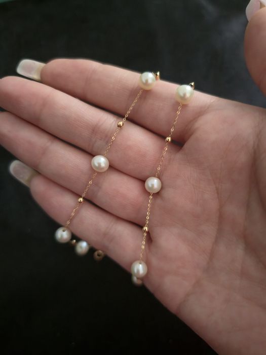 Set lant +cercei aur 18 kt cu perle