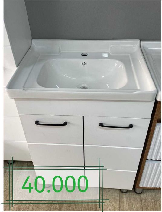 Тумба с раковиной AQUA White-6002-A, 60x85x50 см, белый