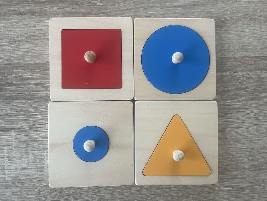 Монтесори дървени пъзели с дръжки (Single Shape Knob Puzzles)