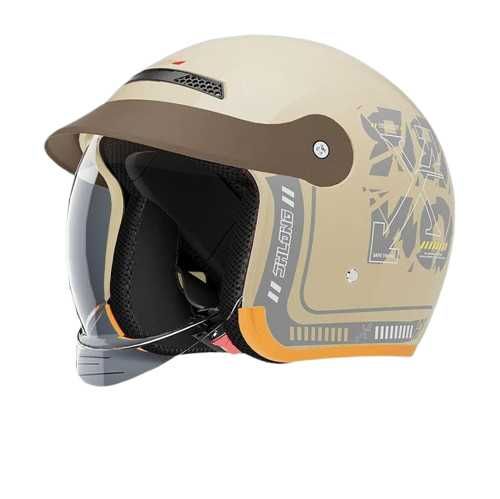 Каска за Мотор/Скутер/АТВ/Тротинетка Бежаво/Сиво