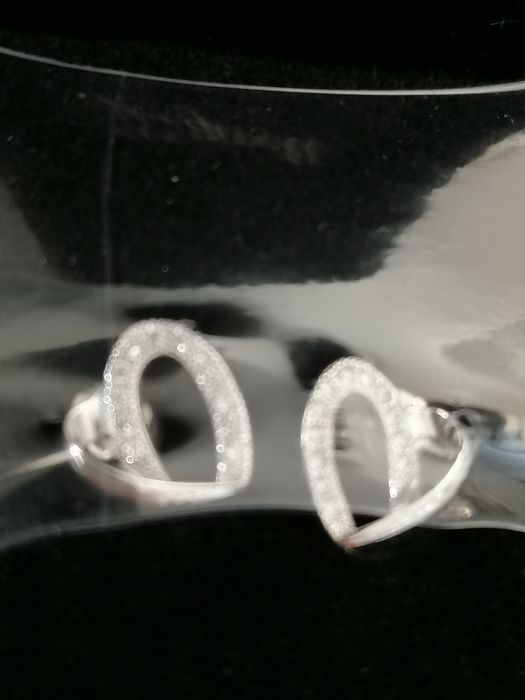 Обеци с цирконий, сребърни, с кутийки, подходящи за подарък