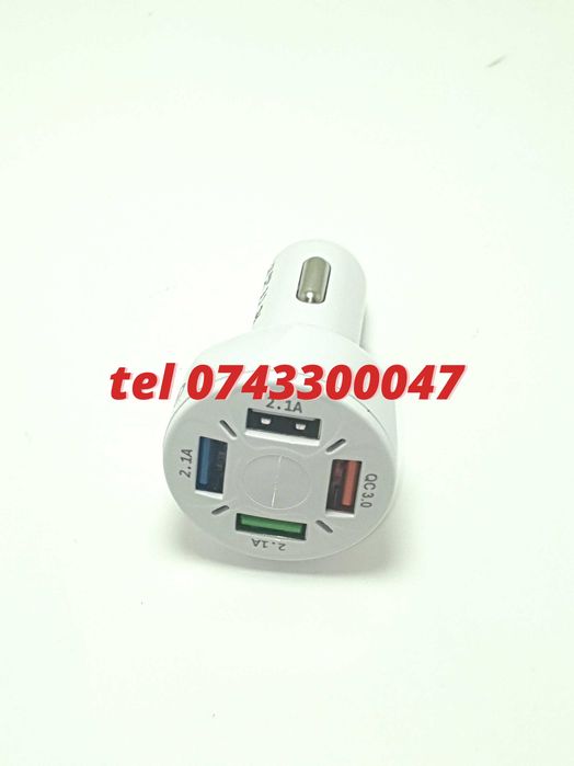 Incarcator Masina Auto 4 Porturi Bricheta Usb Qc Incarcare Rapida
