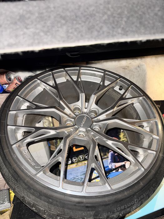 Jante Audi R19 5x112 , 9.5 J, ET 37 concave, silver+diamond Mercedes Vw Skoda