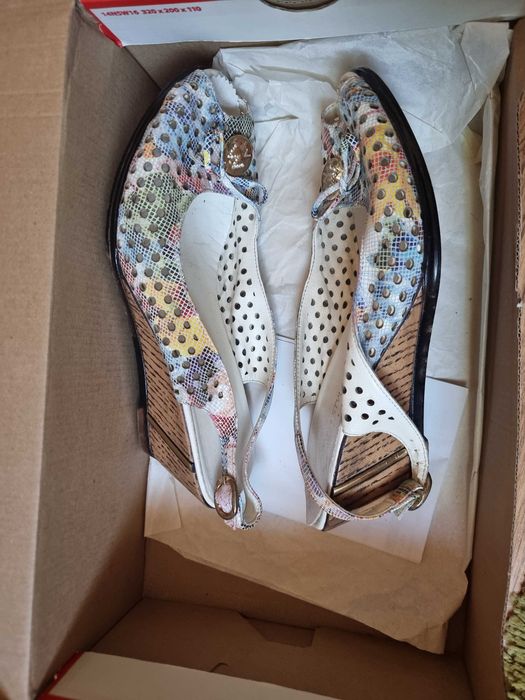 Sandale de dama - din piele naturala, multicolore, marimea 38