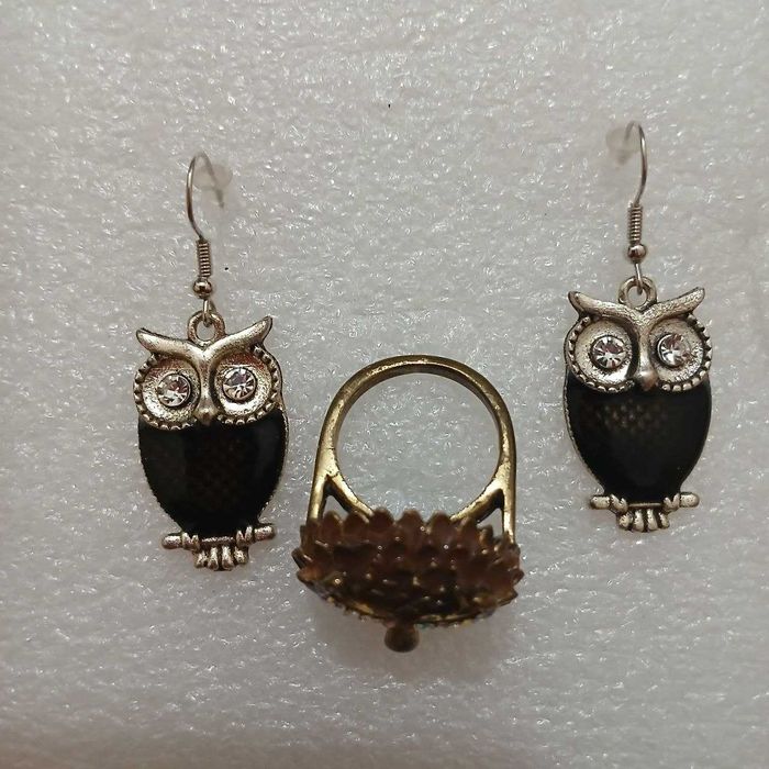 Серьги с кольцом Сова.