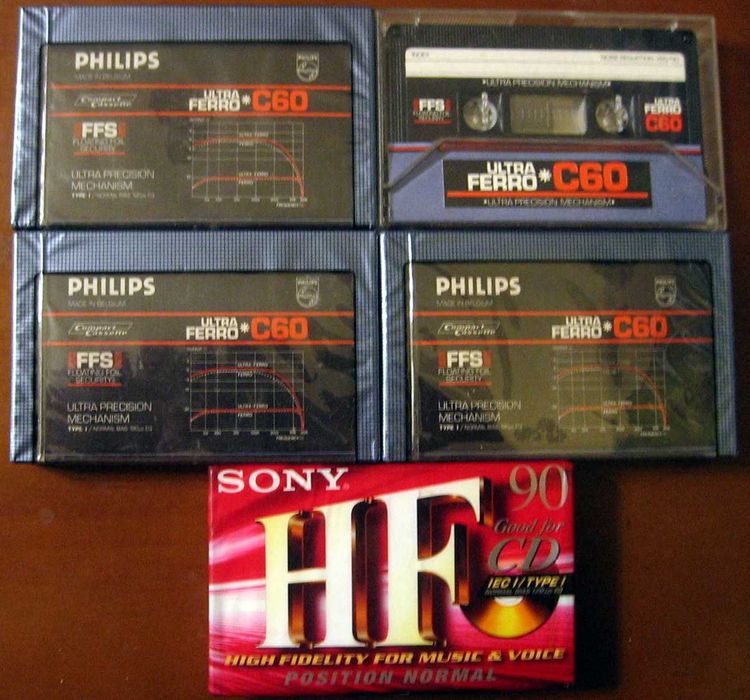 аудио касети SONY C 90 , PHILIPS ULTRA FERRO C 60  ново !!