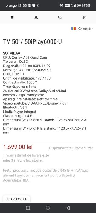 Smart TV 4k 126cm Allview 50iplay6000 Amanet Crangasi Lazar 54912