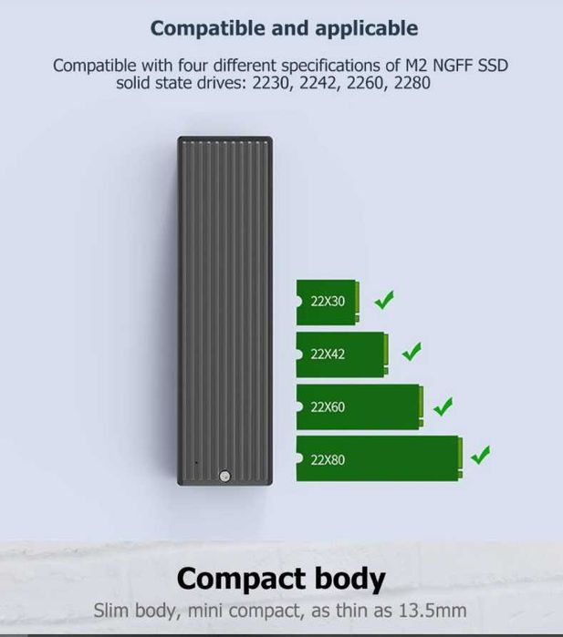 Адаптер ORICO M.2 NGFF SATA PCIe USB, USB-C Gen2 5 Гбит/с