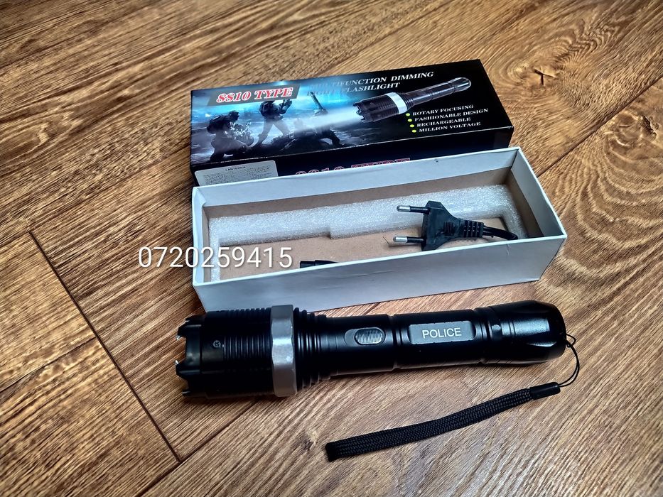Lanterna LED HY-8810 Police cu electrosoc pentru autoaparare, 10.000 Kv