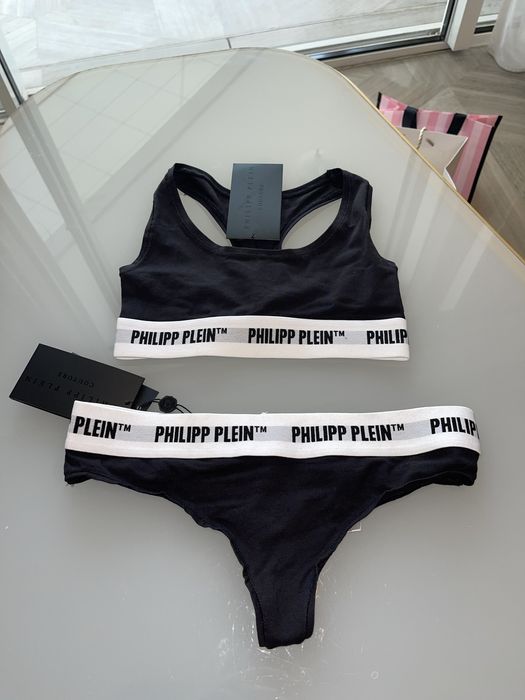 Сет сутиен топ бельо бикини филип плейн черен philipp plein pp