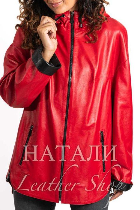 Дамско кожено яке Елица Red