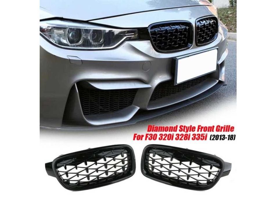 Бъбреци Решетки за BMW 3-та серия 2012-2018 F30 F31 Diamond Style Черен Гланц