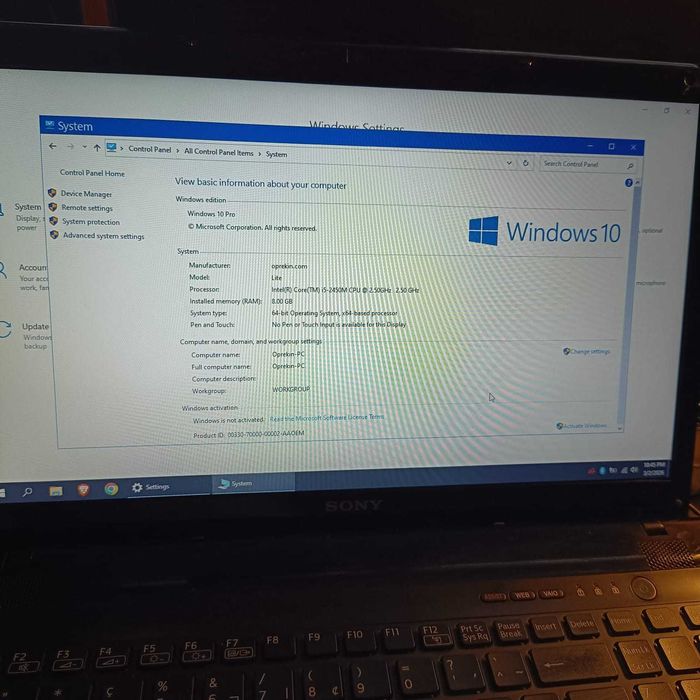 Vand laptop Sony Vaio SVE15, i5, 8GB Windows 10 Pro instalat