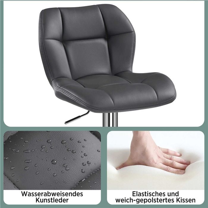 Set 2 scaune bar reglabile, rotative, piele PU |S 614160 Black(2pcs)