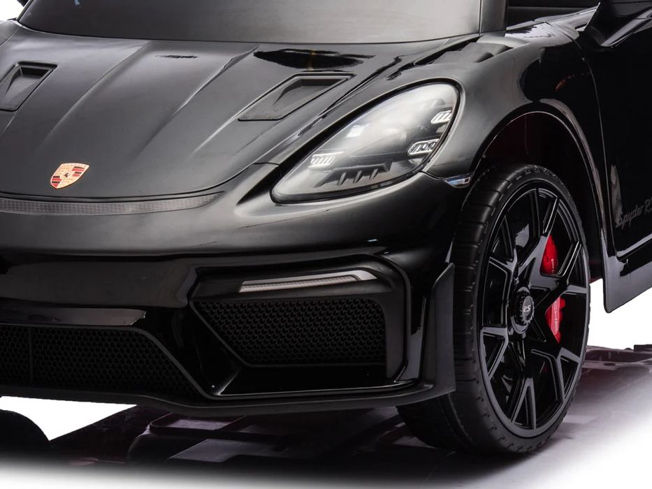 Porsche spyder rs 12v – детска акумулаторна кола, черна, eva гуми