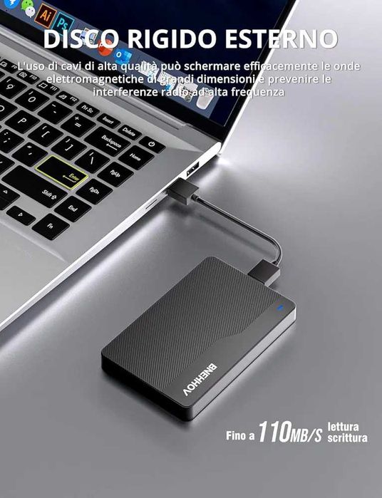 Нов Външен твърд диск BNEHHOV 500GB USB 3.0 Ултра тънък за PC, PS4, TV