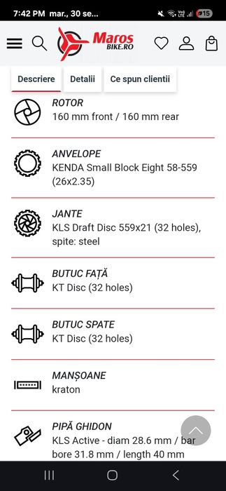 Vând bicicleta Kellys dirt bike