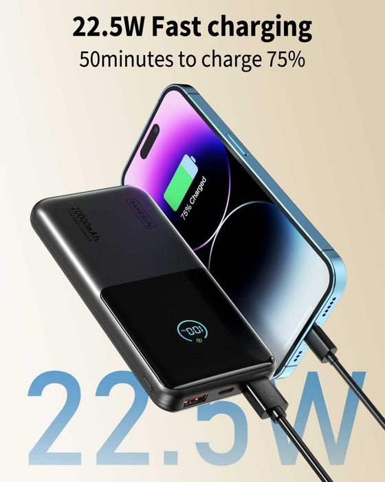 Външна батерия 20000mAh, преносимо зарядно устройство
