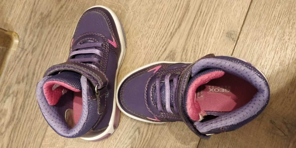 Pantofi sport Geox cu imprimeu si LED-uri, Violet, Roz, 24 EU