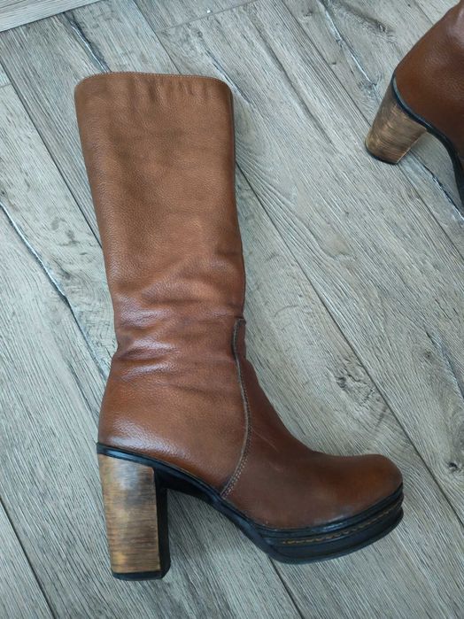 Кафяви ботуши естествена кожа, 38 номер