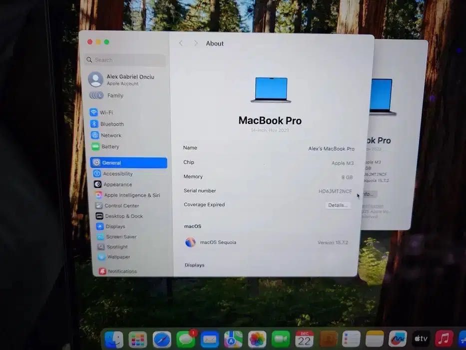Macbook Pro 14" M3 512GB SSD 8GB RAM impecabil sanatate baterie 100%