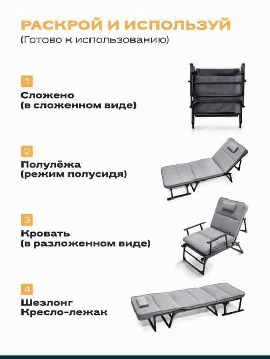 Кресло и раскладушка два в одном новая