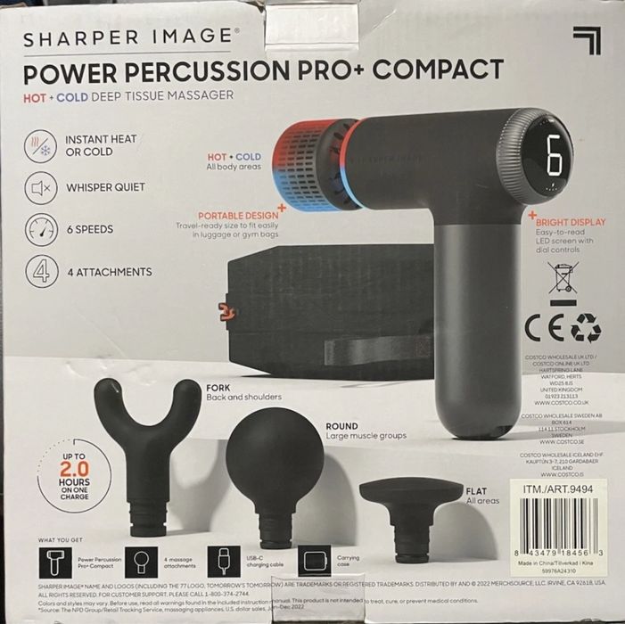 Piatol masaj profesional, Sharper Image Percussion Pro+, Cald si Rece