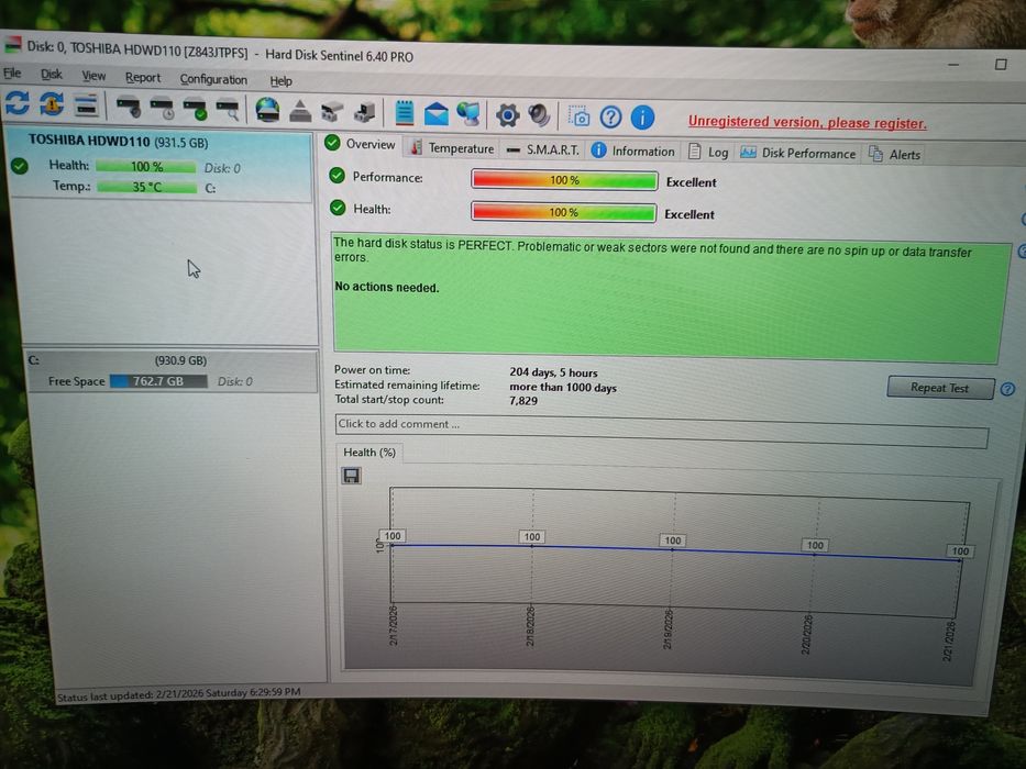 HDD Toshiba 1 TB 100 % Health