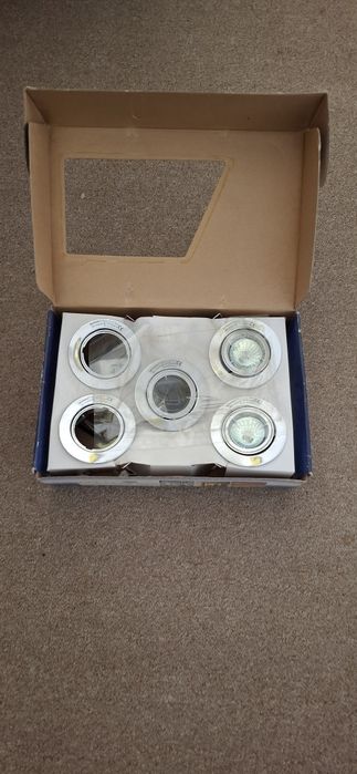 Set 5 spoturi încastrate orientabile Heitronic, 5x20W, 12V, Aluminiu/Crom