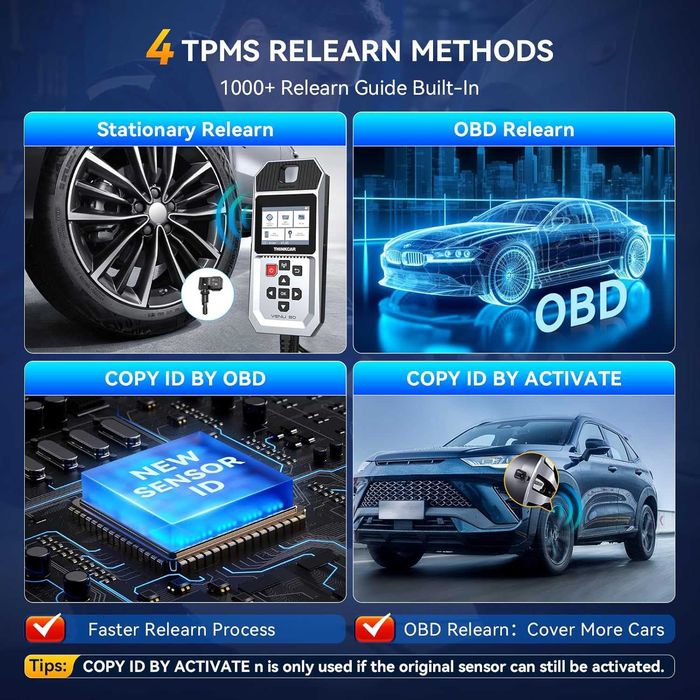 Диагностичен инструмент THINKTPMS VENU90 TPMS OBD2, активиране/четене