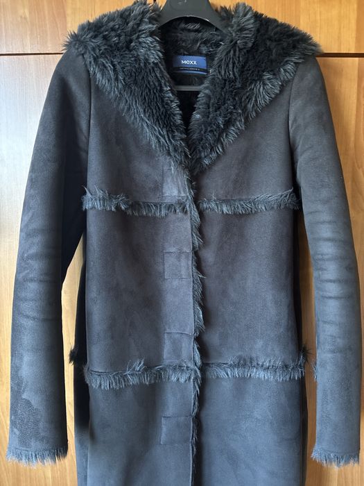 Палто,черен  велур-Мехх