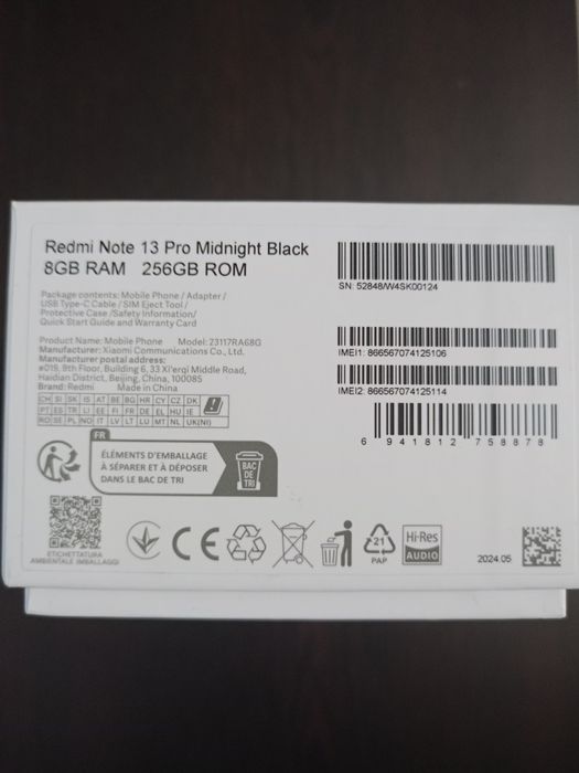 Продавам Смартфон Xiaomi Redmi Note 13 Pro, 8GB RAM, 256GB, Black