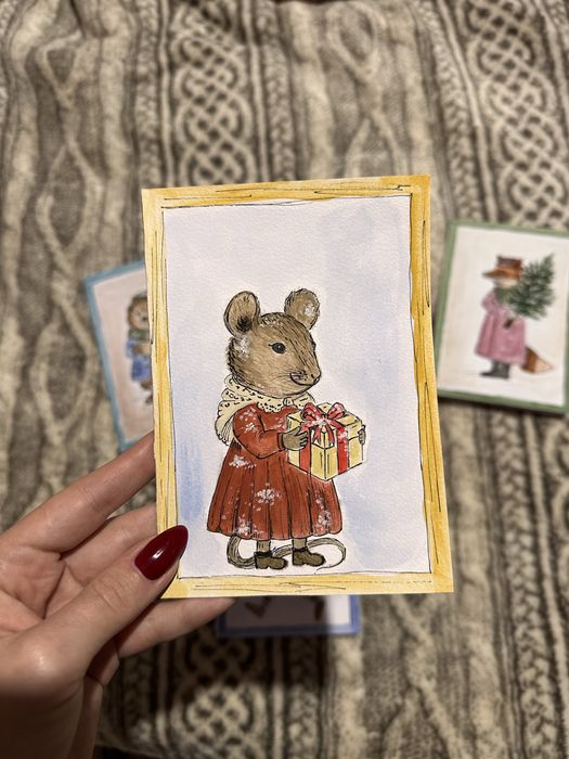 Коледни картички Ръчно рисувани по ваш избор