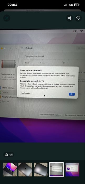 MacBook Air M1 2020 Space Grey, 8GB RAM, 1TB SSD, baterie 92%