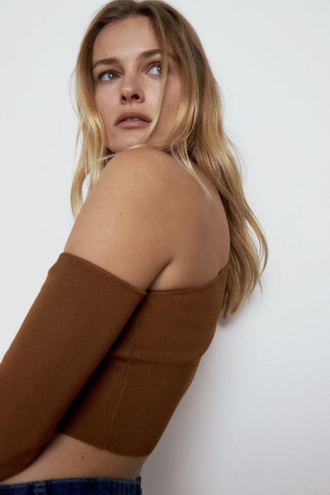 Коричневый топ Zara