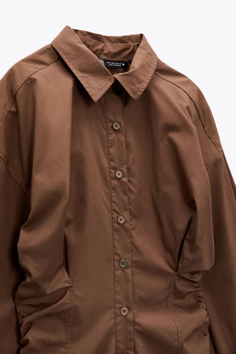 Zara нова риза боди в шоколадово кафяв цвят