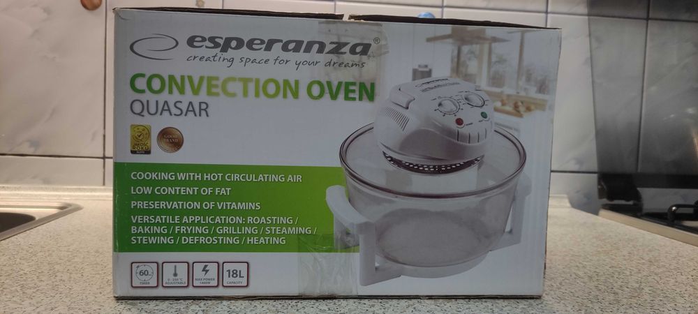 Cuptor electric combinat Esperanza Quasar 18L, 1400W, alb