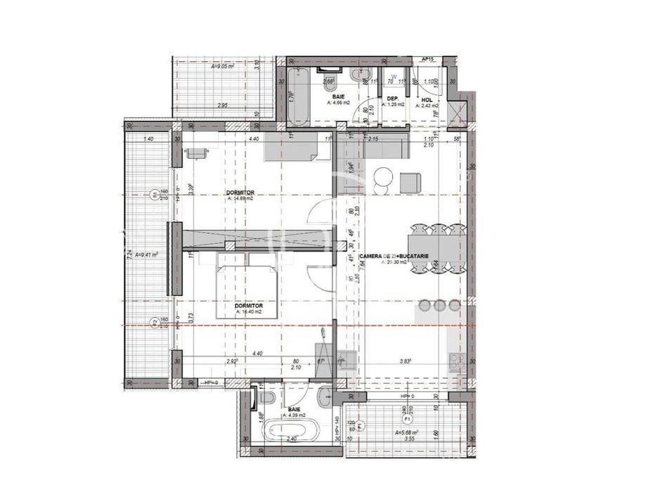 Apartament cu 3 camere 2 bai loc privat de parcare 72mp utili Turnisor