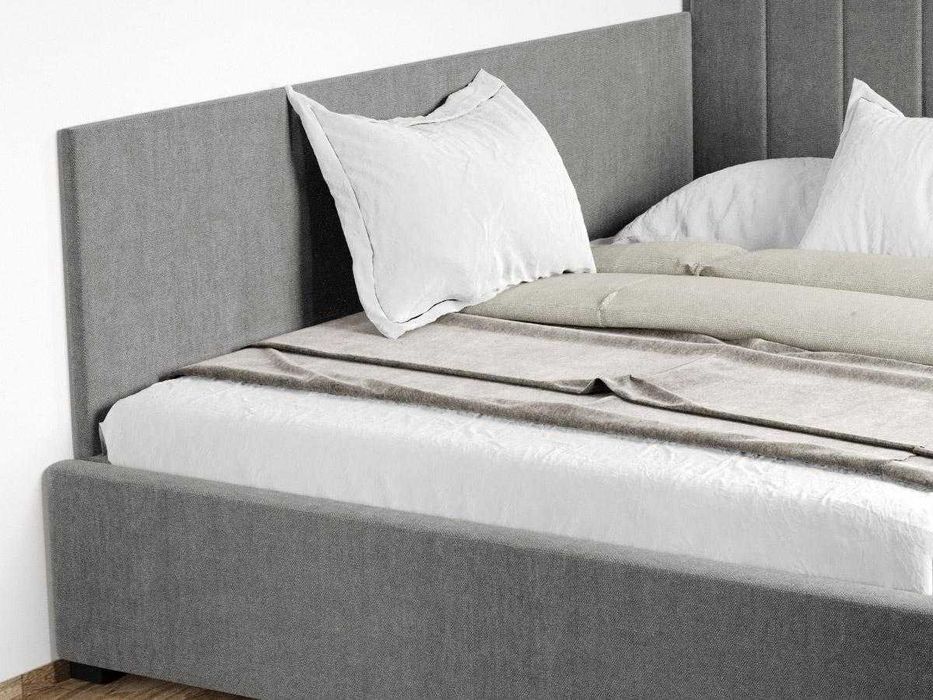 Pat Tapitat de colt saltea de 190 Adam Gri Falcone 21 rabatabil + lada