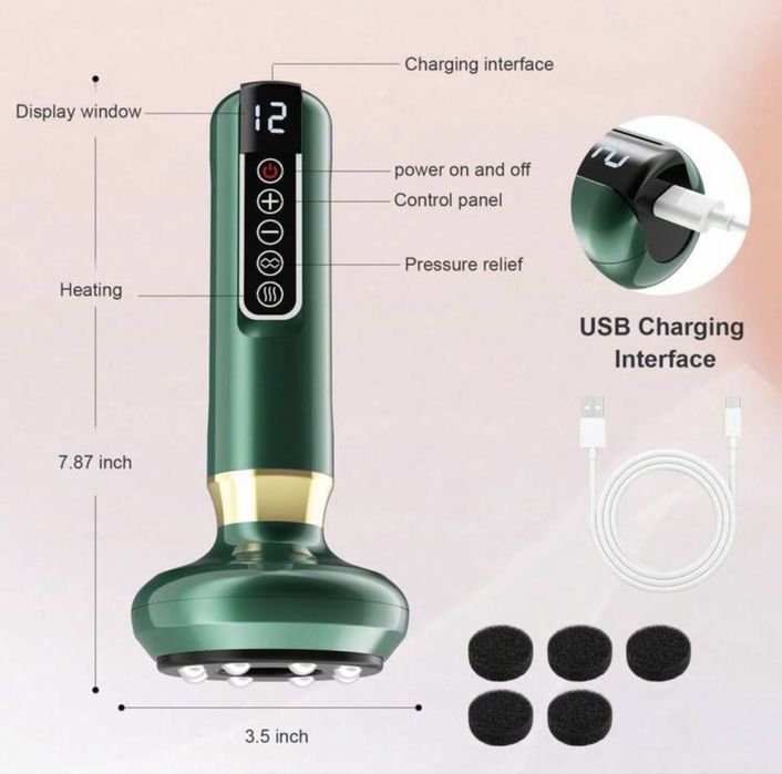 17€!!!ПРОМО цена!! Антицелулитен масажор с функции вендузи,Гуа Ша