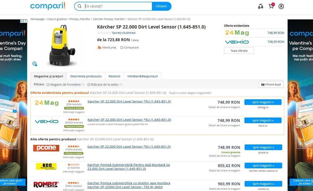 Pompa submersibila cu plutitior apa murdara Karcher SP 22000 Dirt